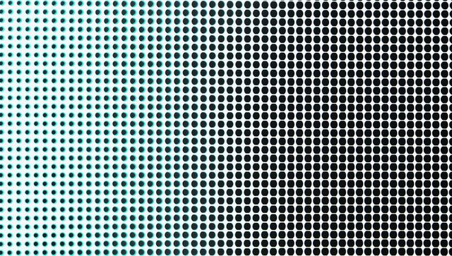 Halftone Gradient Pattern Transitioning from Small Teal Dots to Large Charcoal Circles
