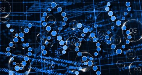 Digital Nodes and 6G Connectivity in Futuristic Blue Grid