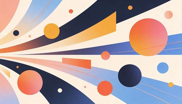 Retrofuturistic Radial Waves with Gradient Circles and Geometric Bands