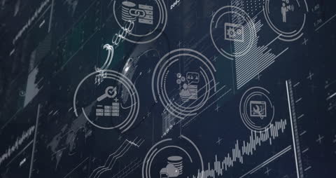 Futuristic Digital Network Data Icons Abstract