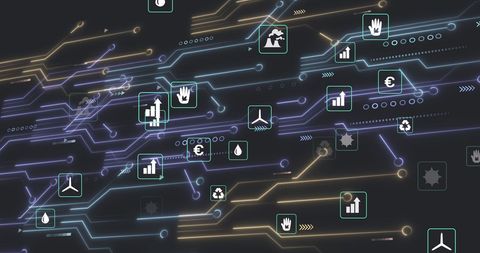 Futuristic Digital Network with Eco-Friendly Icons - Download Free Stock Images Pikwizard.com