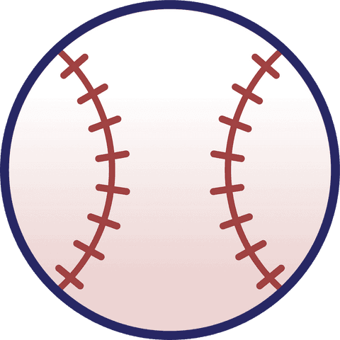 Stylized baseball graphic with enriching red stitches on transparent background