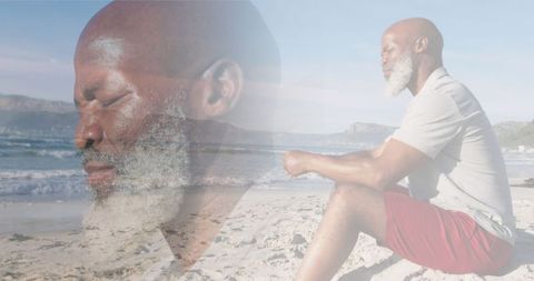 Contemplative Elderly Man Reflects by Ocean