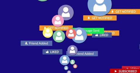 Colorful Social Media Icons Over Blue Background with Communication Alerts - Download Free Stock Images Pikwizard.com