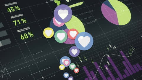 Animated Heart Icons Overlapping Modern Data Analytics