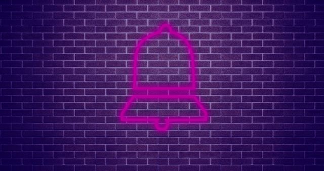 Neon Bell Icon on Purple Brick Wall - Download Free Stock Images Pikwizard.com