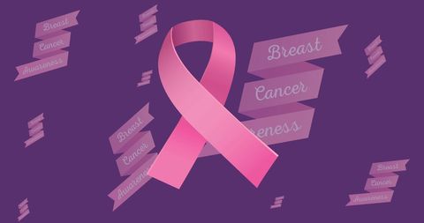 Breast Cancer Awareness Pink Ribbon and Banners