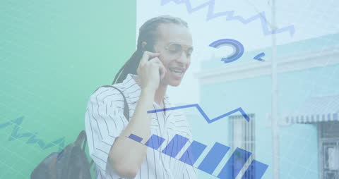 Business Communication Concept with Phone Call and Graphs