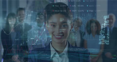 Business Professional Behind Modern Data Analytics Interface