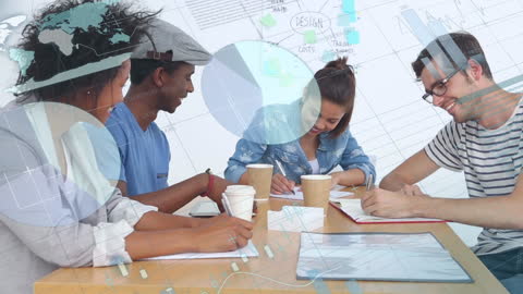 Happy Office Team Collaborating Meetings