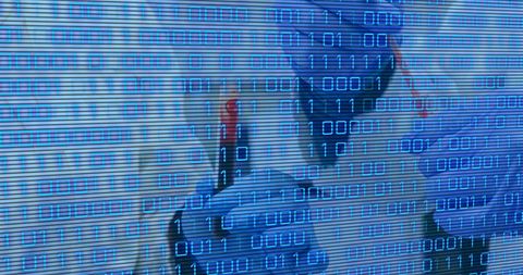 Binary Code Overlay on Lab Workers Hand Experiment - Download Free Stock Images Pikwizard.com