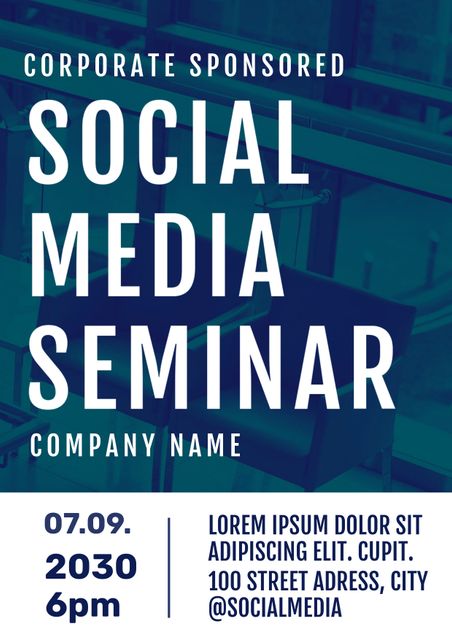 Corporate Sponsored Social Media Seminar Announcement Poster - Download Free Stock Templates Pikwizard.com