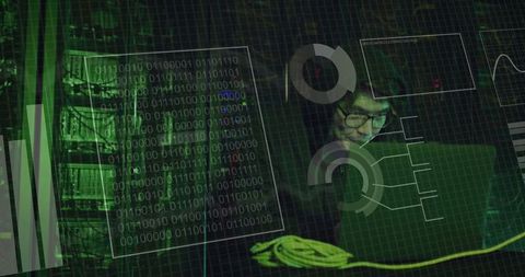 Hacker Analyzing Data in Dimly Lit Server Room - Download Free Stock Images Pikwizard.com