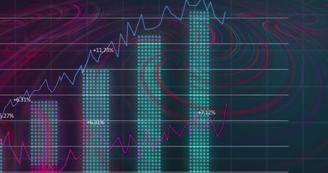 dynamic waves overlaying financial charts in technological design - Download Free Stock Images Pikwizard.com