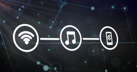 Digital connectivity with wifi and music graph icons