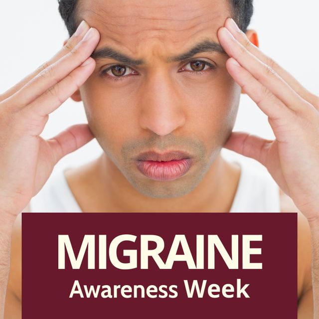 Man Holding Head in Pain for Migraine Awareness Week - Download Free Stock Templates Pikwizard.com