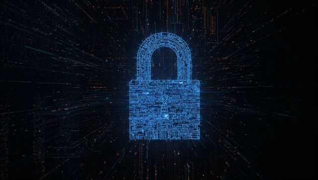 Digital padlock representing cybersecurity technology