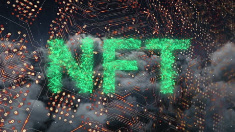 Digital NFT Concept with Scifi Background and Abstract Circuit