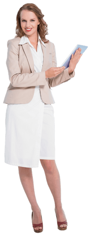transparent businesswoman holding tablet for corporate projects - Download Free Stock Videos Pikwizard.com
