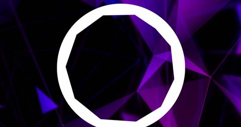 White Circle with Vibrant Purple Geometric Background