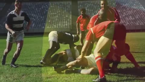 Intense Rugby Game Action Capturing Excitement and Teamwork