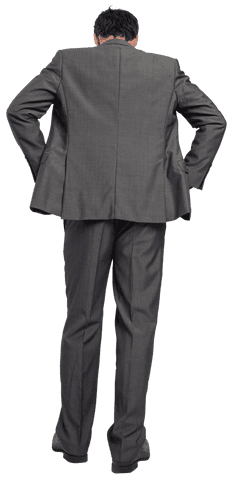 Transparent Businessman Standing Hands on Hips Confident Pose Back View
