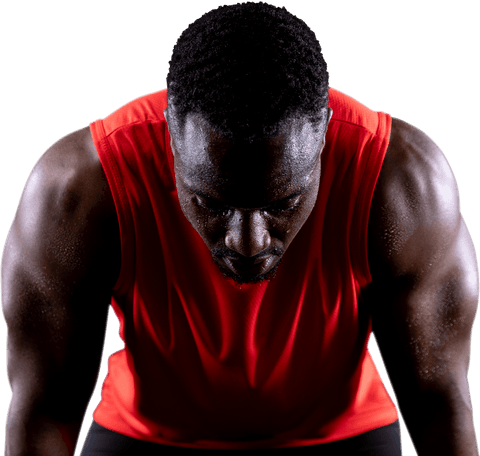 Muscular African American Athlete Recovering Workout Transparent Background