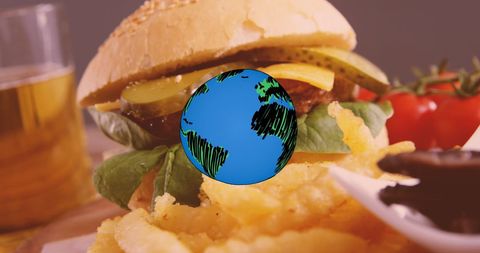 World Food Day Concept with Burger and Globe Icon