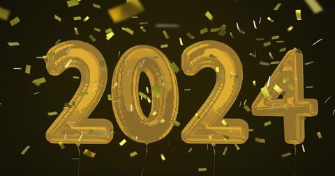 Golden 2024 Balloons with Confetti Celebration - Download Free Stock Images Pikwizard.com