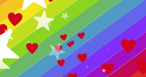 rainbow background with red hearts and stars - Download Free Stock Images Pikwizard.com