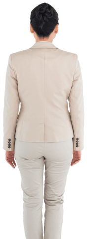 Transparent Image of Asian Businesswoman in Beige Suit Facing Backwards