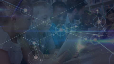 Diverse Schoolchildren Engaging with Digital Technology in Classroom