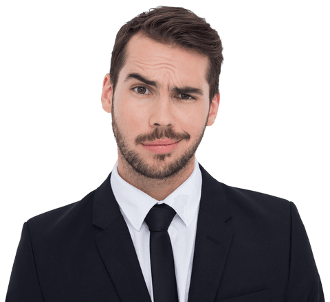 Transparent Skeptical Businessman Wearing Suit and Tie