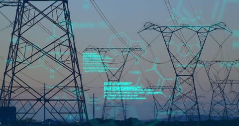 Innovative Energy Technology Concept with Digital Overlay on Transmission Towers - Download Free Stock Images Pikwizard.com