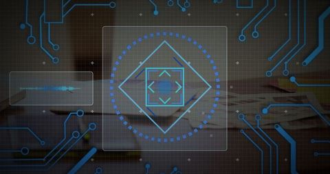 Futuristic Holographic Interface with Diamond Reticle