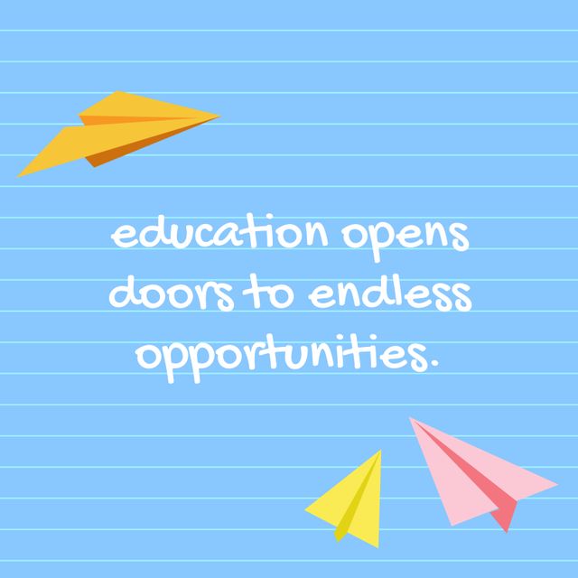 This poster with colorful paper planes and an inspirational quote about education is perfect for classrooms, educational institutions, and study spaces. It promotes positivity and motivation, and can be used as wall art or decor to encourage students and educators. Ideal for back to school season, academic events, and awareness campaigns focused on the importance of education.