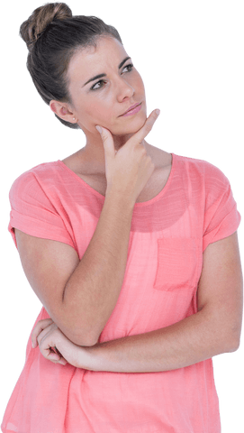 Pensive Transparent Woman in Pink Top Contemplating