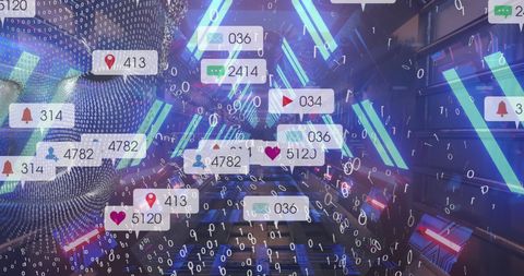 Digital Interface with Social Media Interaction and Binary Code - Download Free Stock Images Pikwizard.com