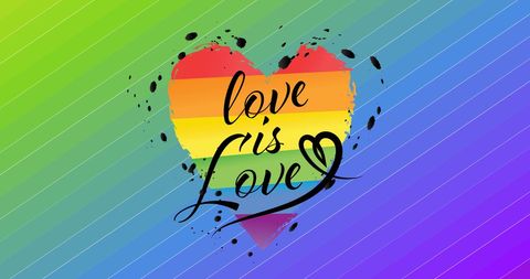 Love is Love Text on Rainbow Heart Symbolizing LGBTQ Pride - Download Free Stock Images Pikwizard.com
