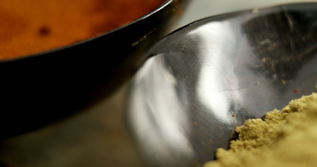 Close-up of Indian Curry and Spice with Metal Spoon - Download Free Stock Images Pikwizard.com