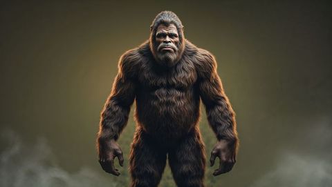 Majestic Sasquatch Amid Swirling Fog in Fantasy Portrait