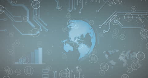 Global Network of Digital Business Icons and Connections