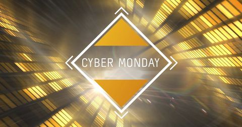 Cyber Monday Digital Shopping Banner with Glowing Tunnel Design