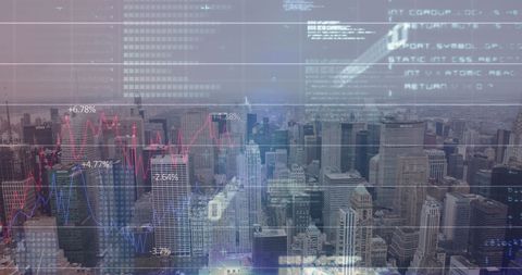 Digital Interface and Networking Concept Overlaid on Cityscape - Download Free Stock Images Pikwizard.com