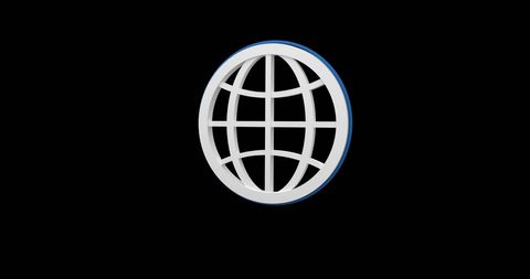 3d spinning globe icon on black background