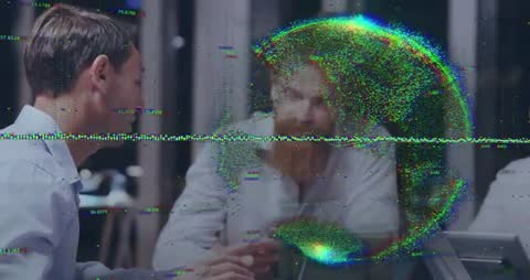 Futuristic Business Meeting with Innovative Data Visualization