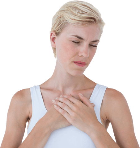 emotional caucasian woman holding chest on transparent background - Download Free Stock Videos Pikwizard.com