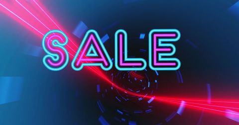 Digital Neon Sale Sign with Futuristic Tunnel Background - Download Free Stock Images Pikwizard.com