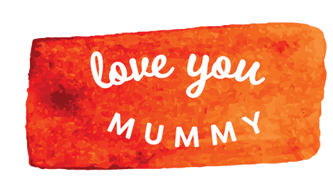Love you mummy text on watercolor surface, transparent background