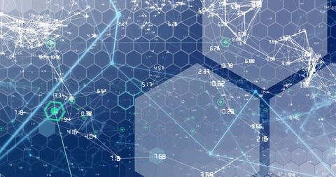 Digital Network Visualization on Hexagonal Grid - Download Free Stock Images Pikwizard.com